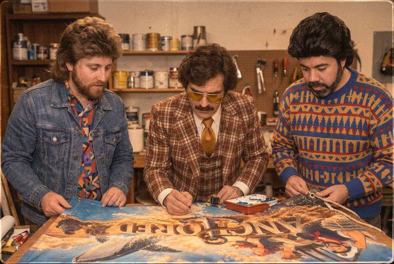 Dale and the two unpaid creative interns adding finishing touches