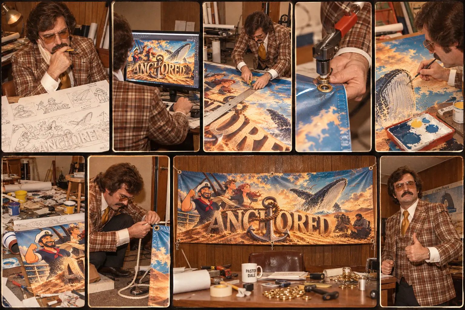 Behind-the-scenes montage from the banner workshop