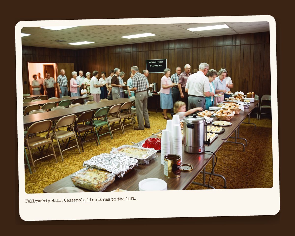 Fellowship hall casserole line