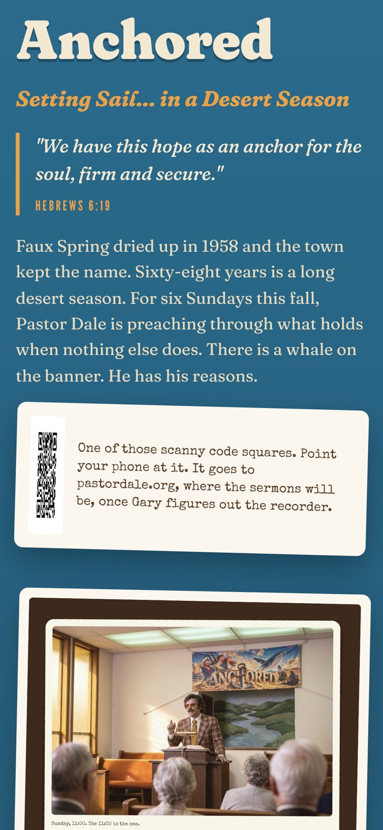 fauxfirst.church on a phone — Anchored series