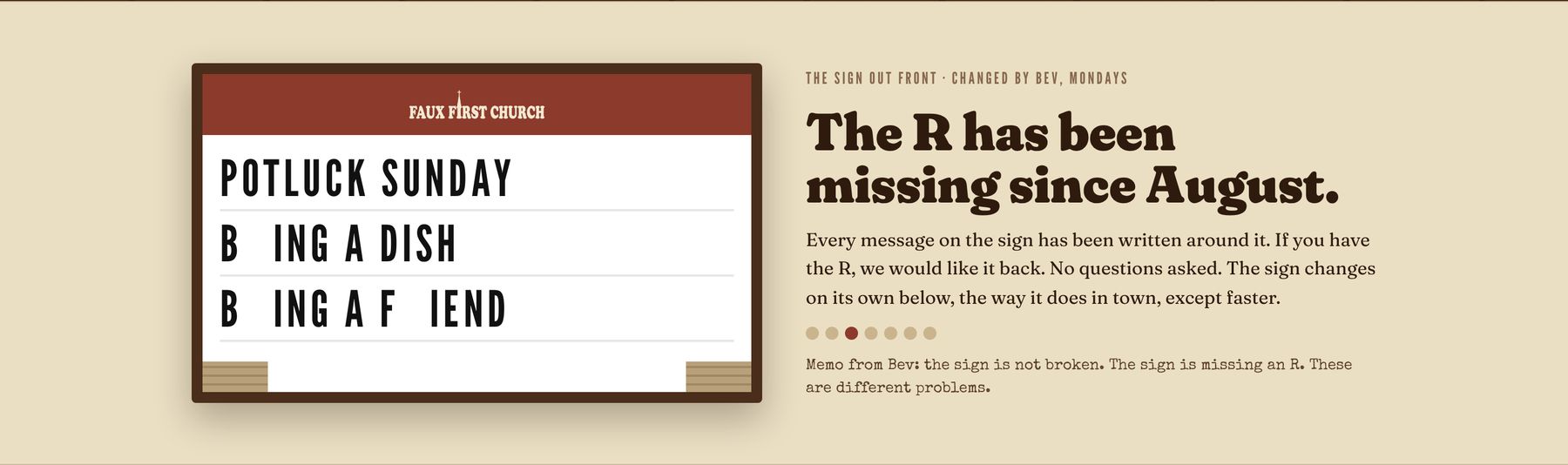 The R has been missing since August — the rotating sign section