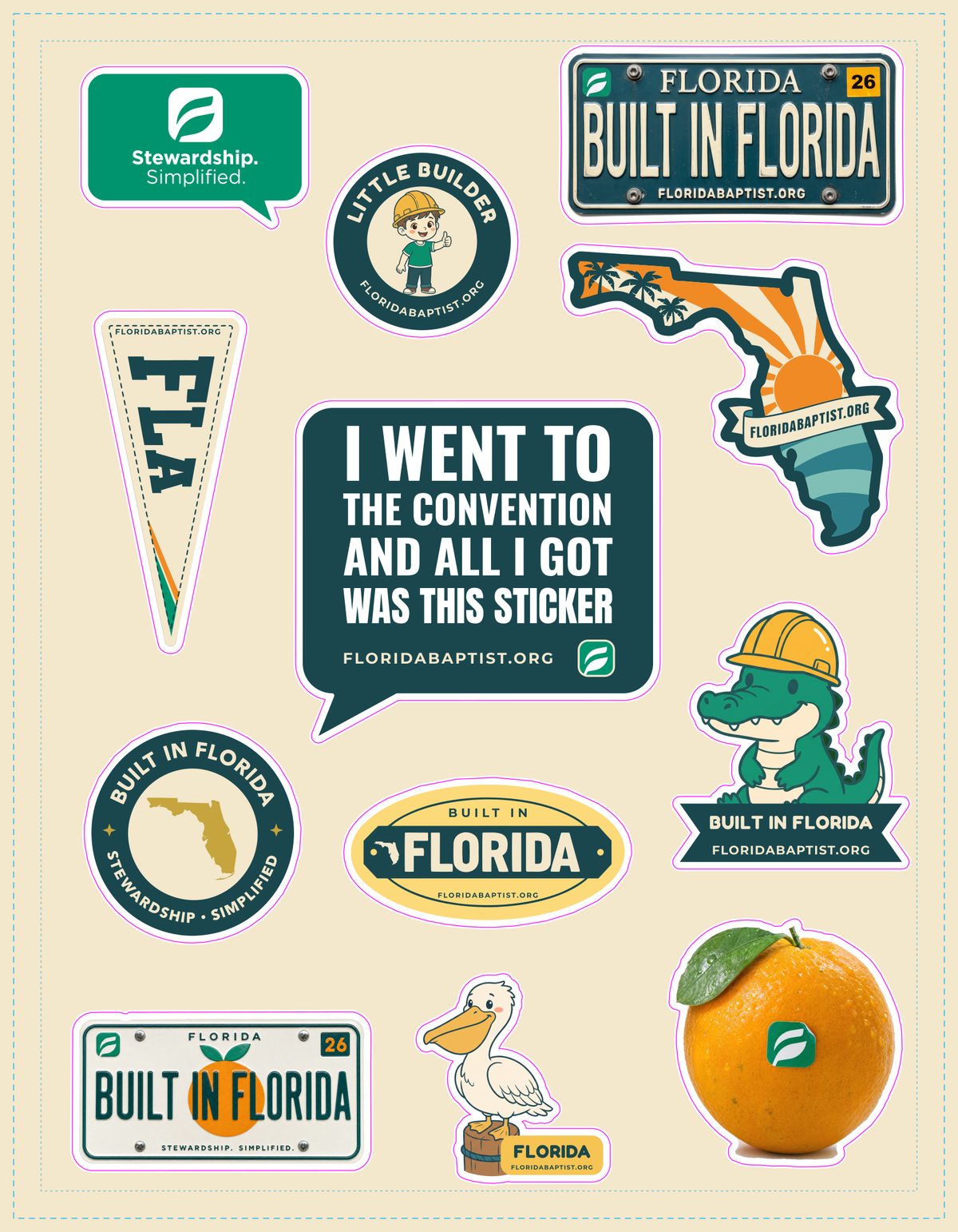Built in Florida convention sticker sheet