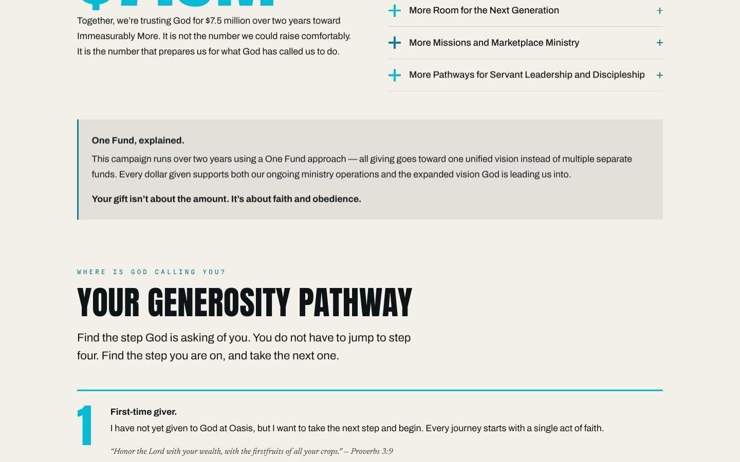 Microsite generosity pathway