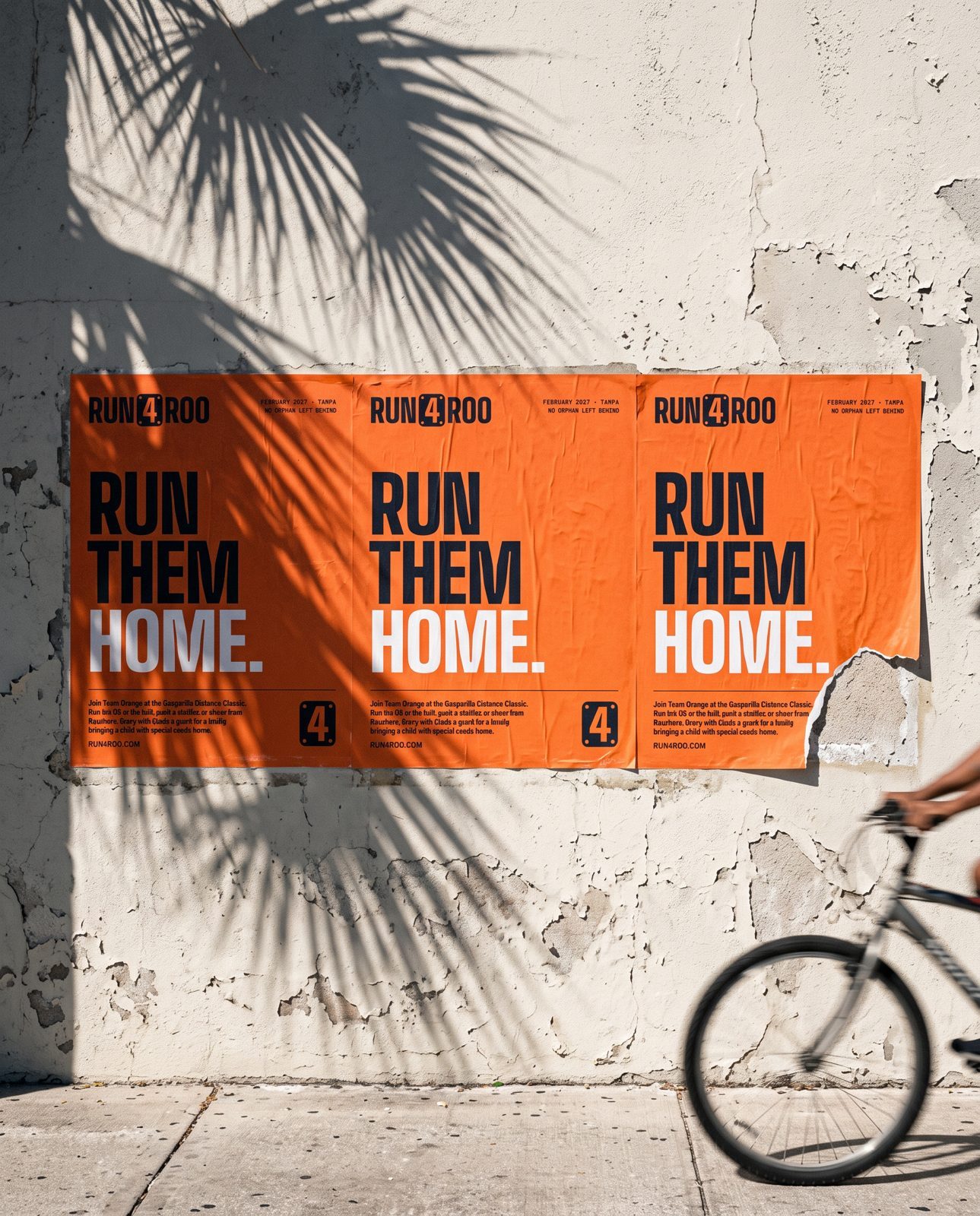 'Run them home.' posters wheat-pasted on a city wall