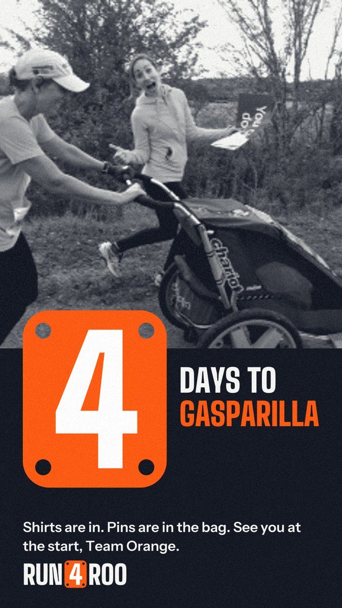 Instagram story: '4 days to Gasparilla' with the 4 inside the race bib