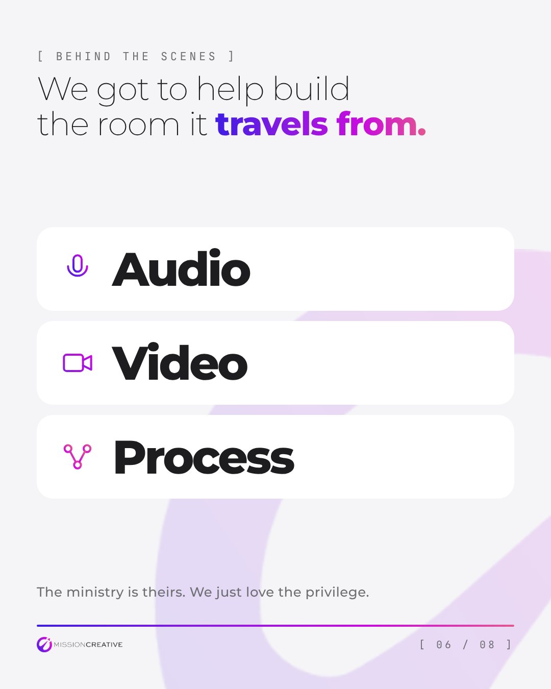 Audio, video, process