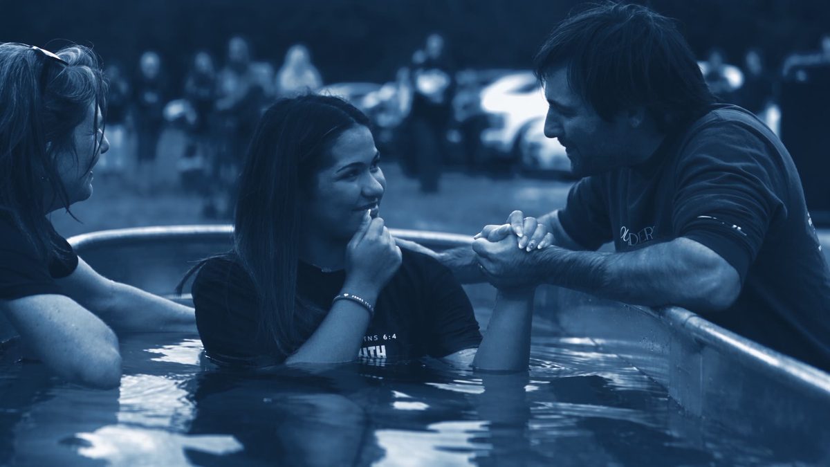 Baptism still, duotone, coming up