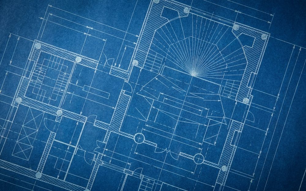 Full-bleed blueprint drawing ground