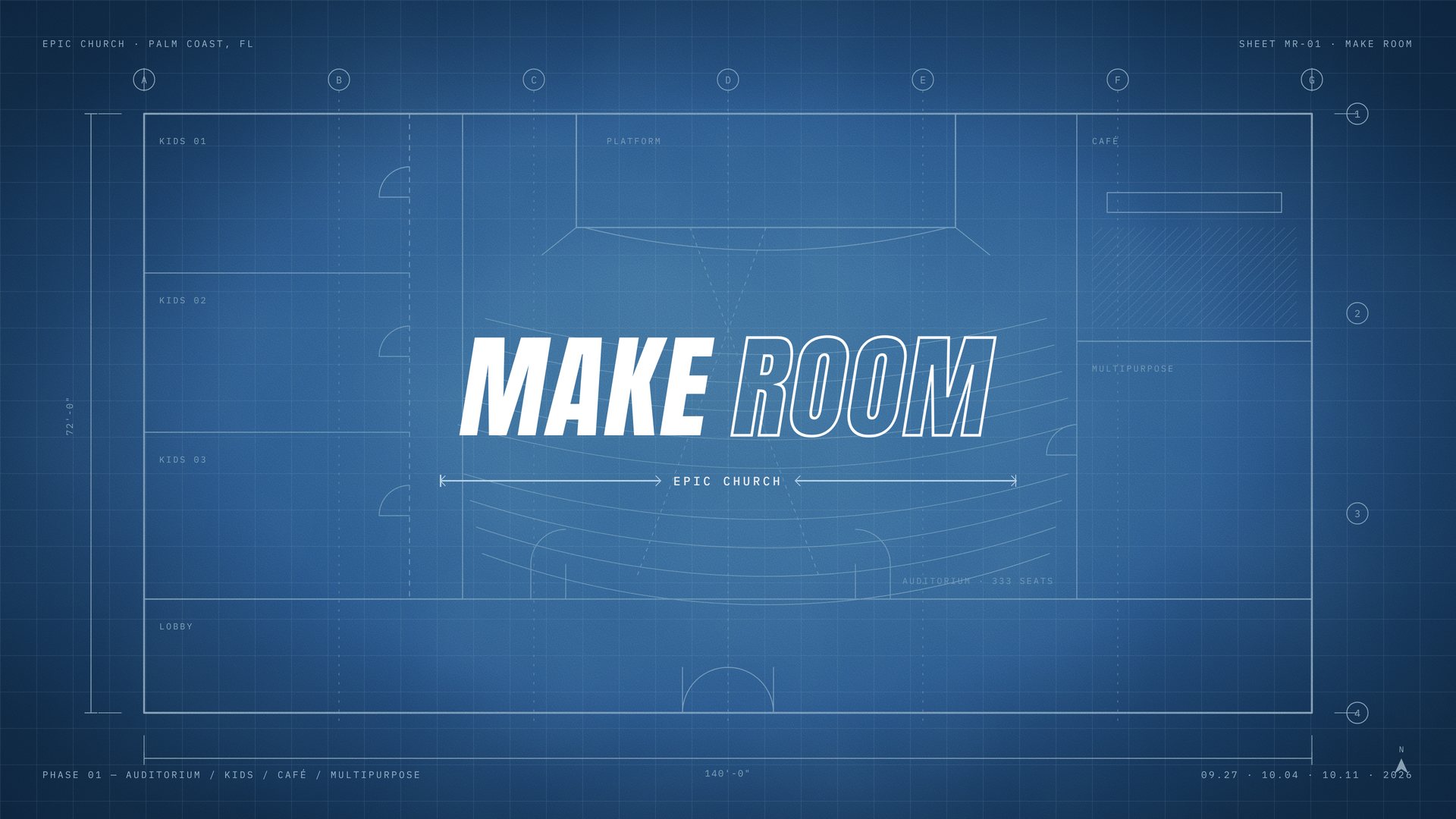 MR-A04 Rev B: the MAKE ROOM lockup over the blueprint field with the Phase 01 plan