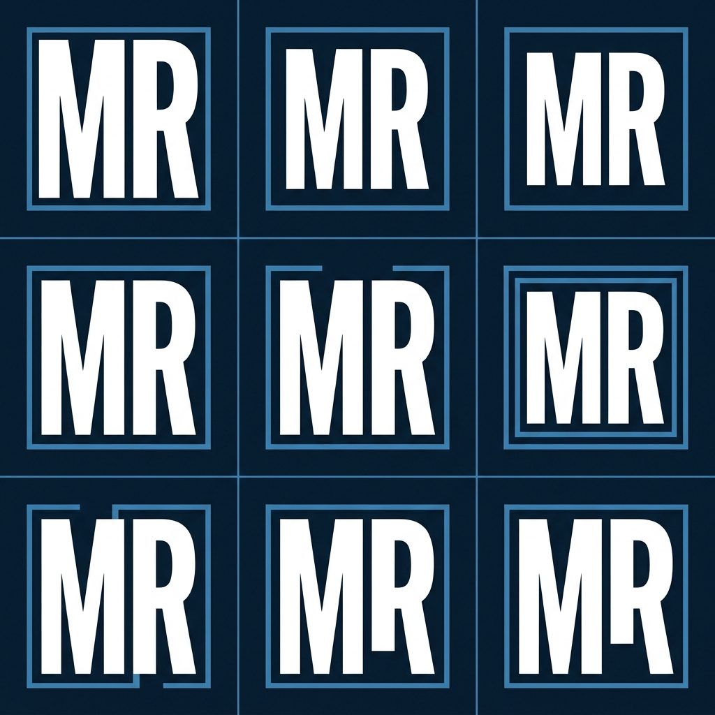 Nine MR monogram variations in a grid